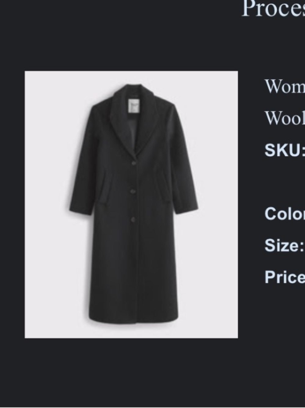 Abercrombie & Fitch Black Wool-Blend Tailored Topcoat - Picture 3 of 6
